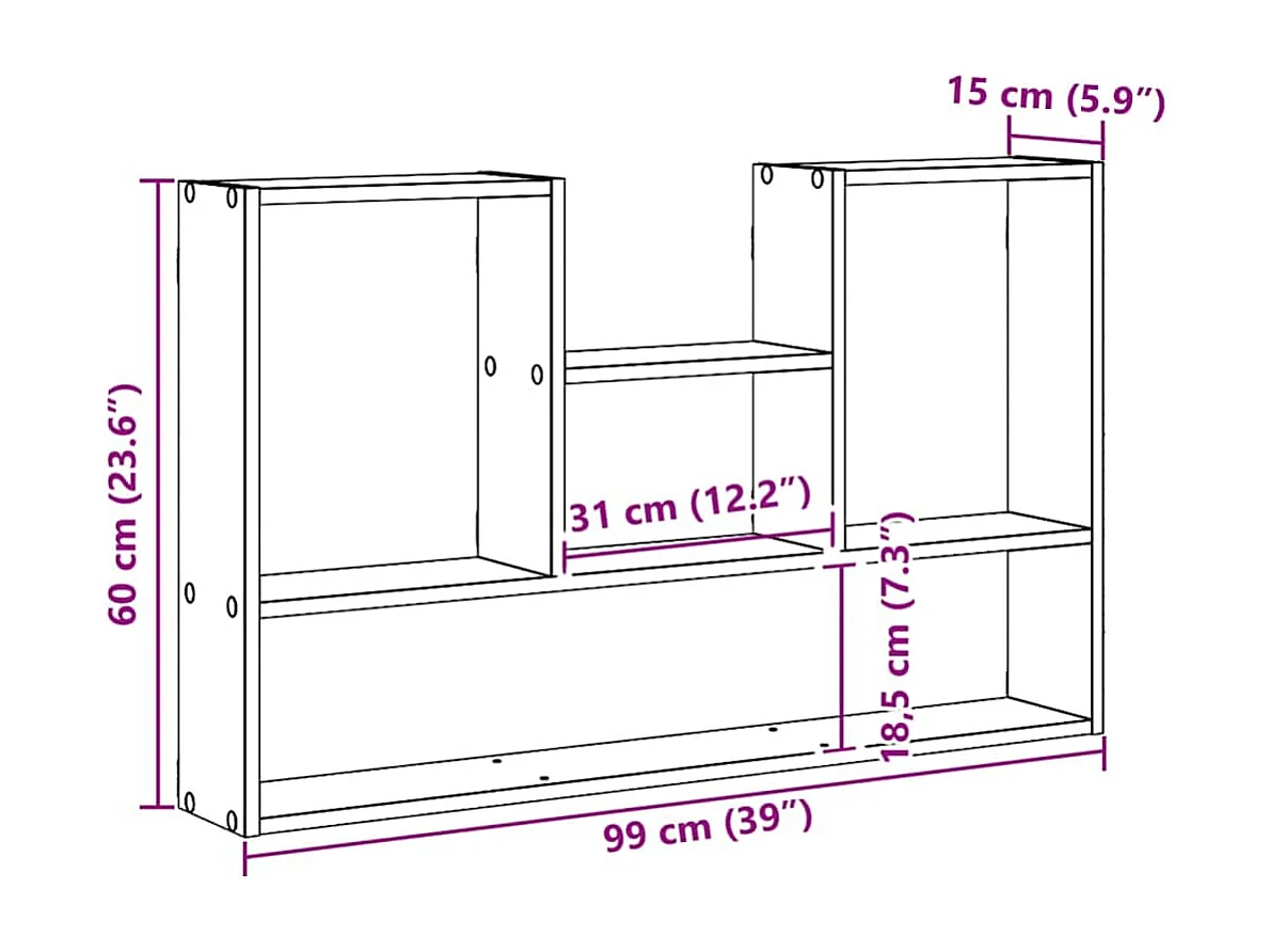 Étagère murale chêne artisanal 99x15x60 cm bois d'ingénierie