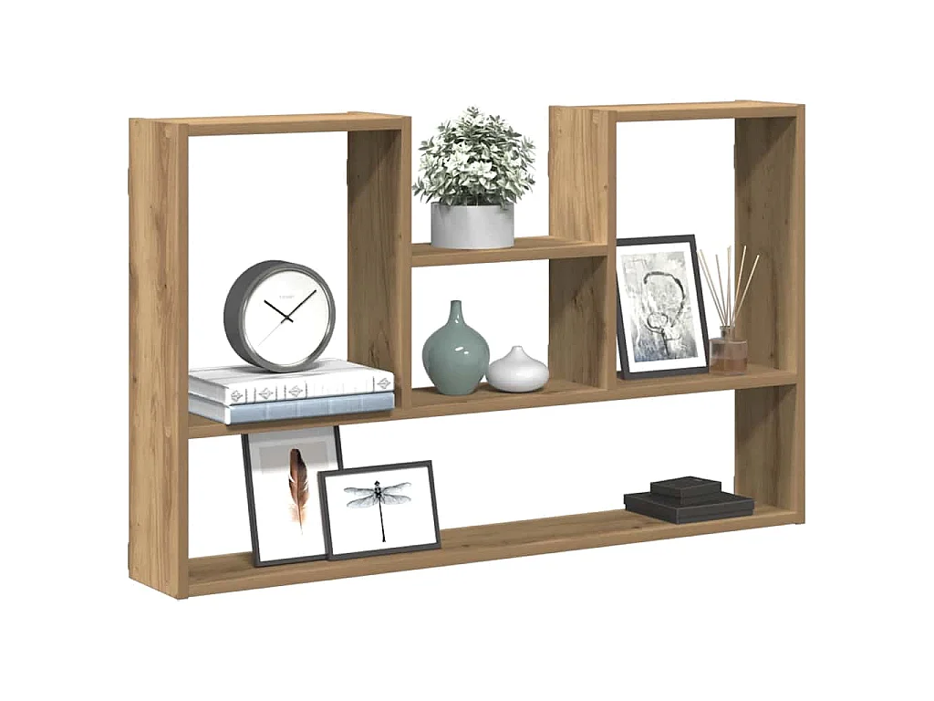 Wandschap 99x15x60 cm bewerkt hout artisanaal eikenkleurig