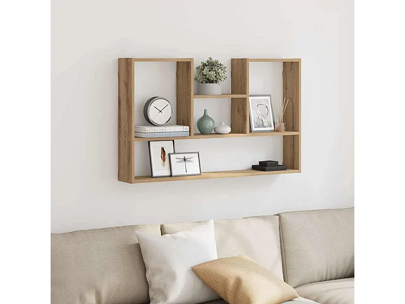 Wandschap 99x15x60 cm bewerkt hout artisanaal eikenkleurig