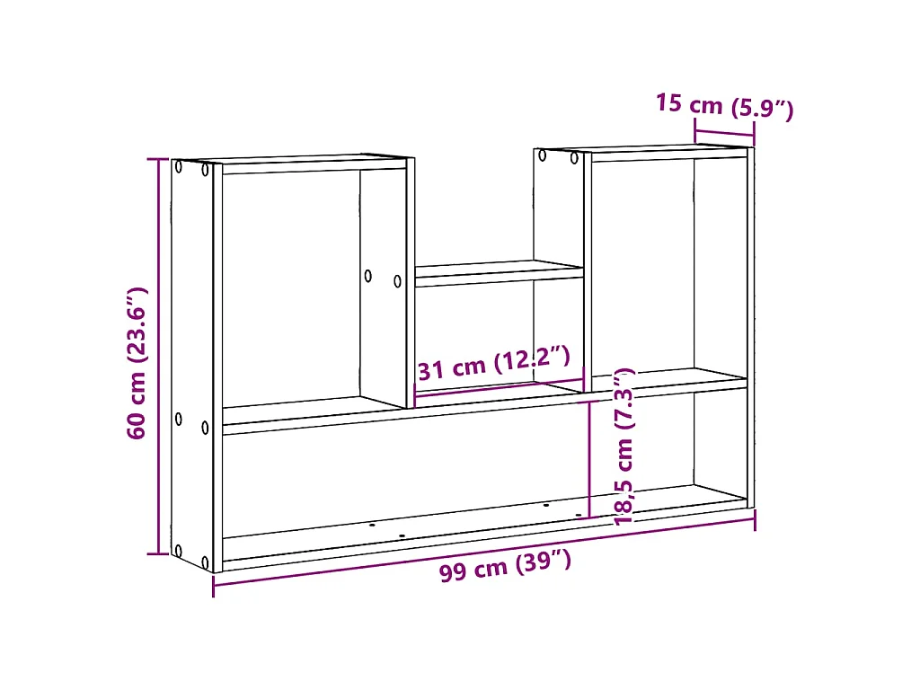 Étagère murale chêne sonoma 99x15x60 cm bois d'ingénierie