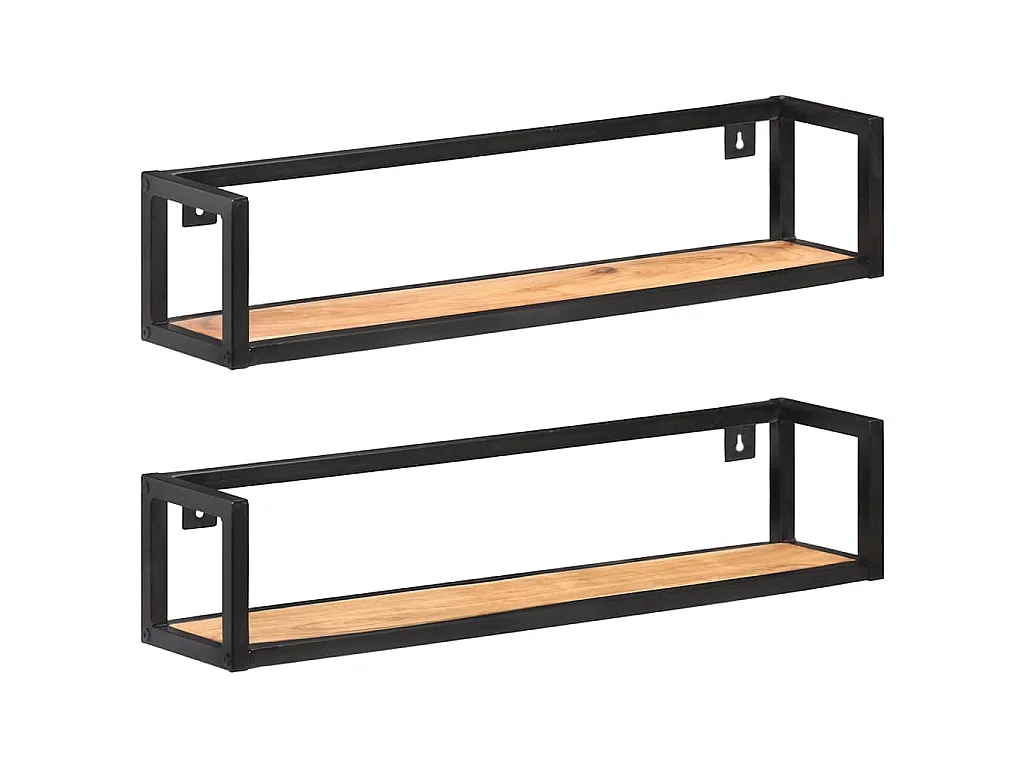 Mensole a Muro 2 pz 80 cm in Legno Massello di Acacia