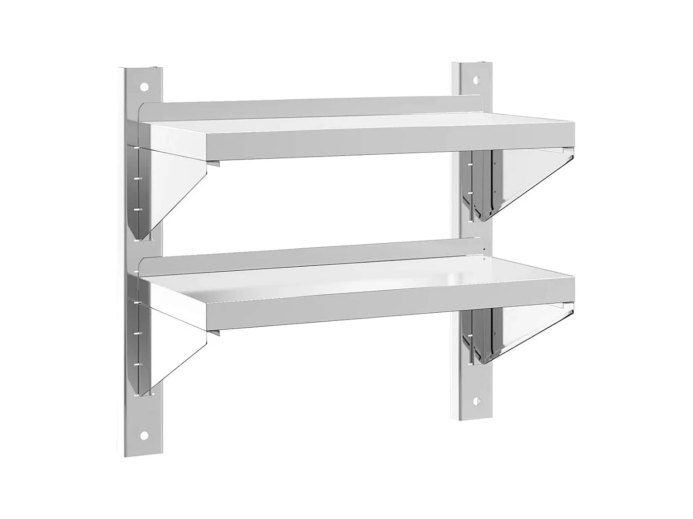 Wandschap 2-laags 50x23,5x48 cm roestvrijstaal zilverkleurig
