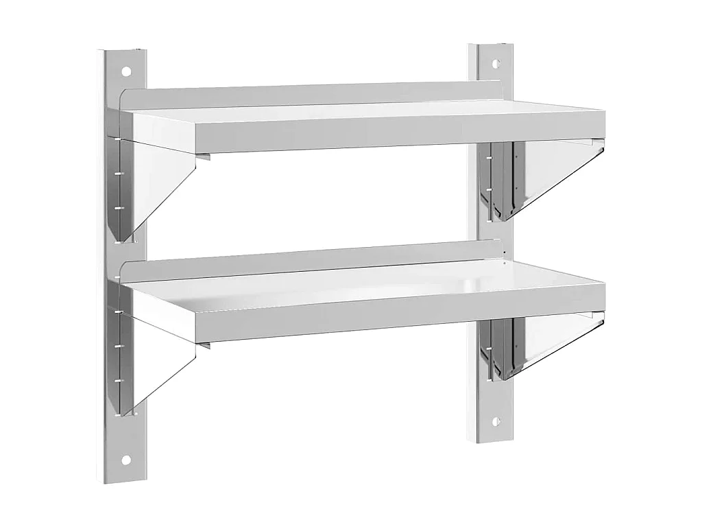Étagère murale 2 niveaux 50x23,5x48 cm argenté acier inoxydable