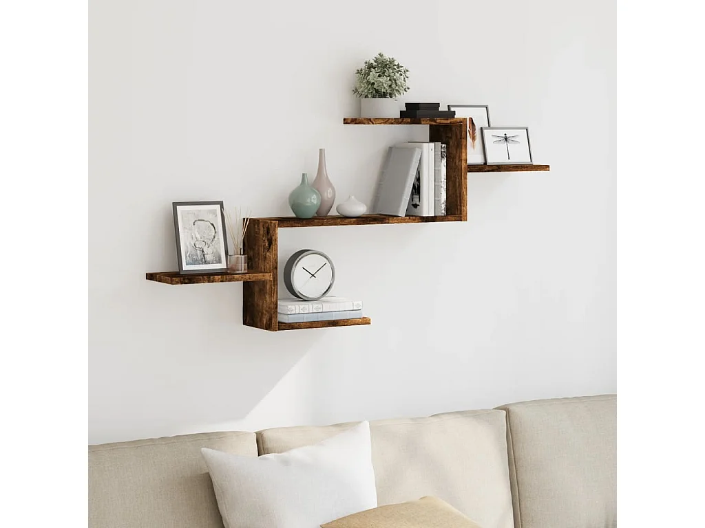 Scaffale a Muro Rovere Fumo 104x15x49 cm in Truciolato