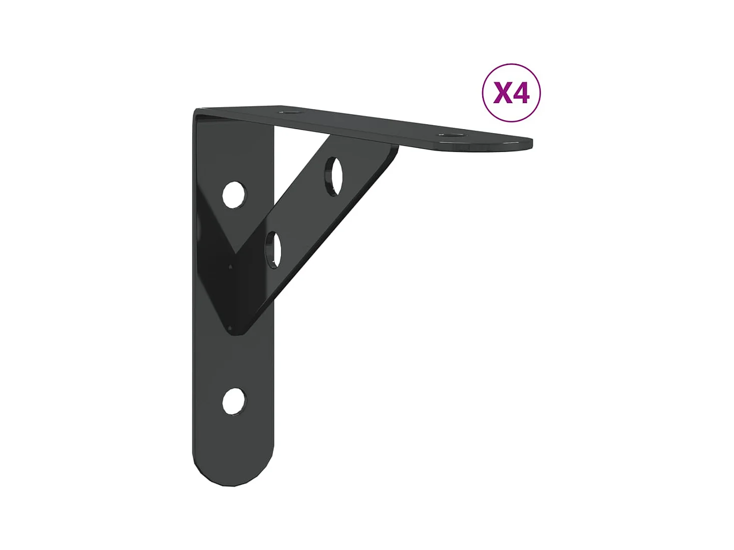 Supports d'étagères 4 pcs 15x2,5x11,5 cm noir acier inoxydable