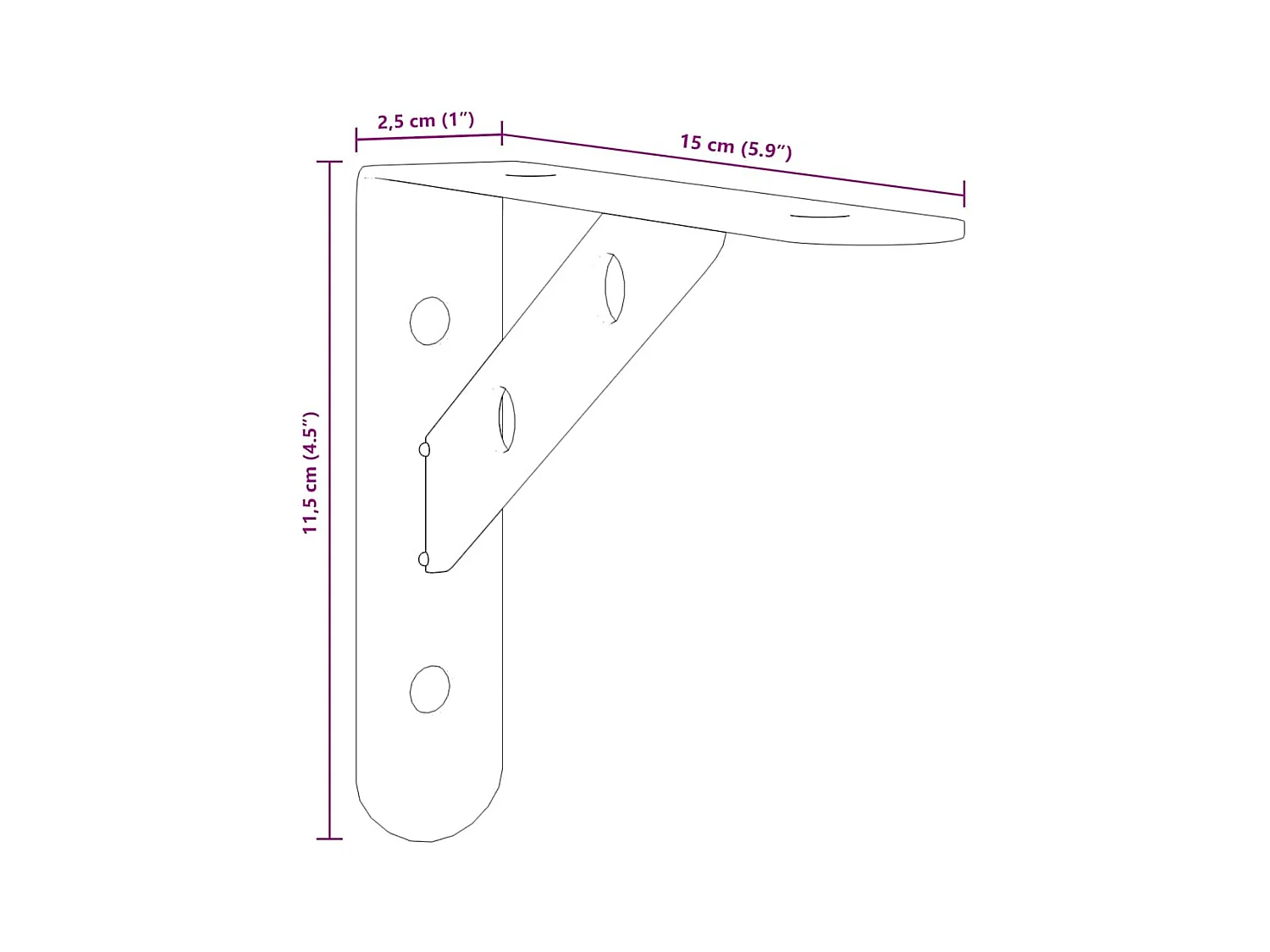 Supports d'étagères 4 pcs 15x2,5x11,5 cm noir acier inoxydable