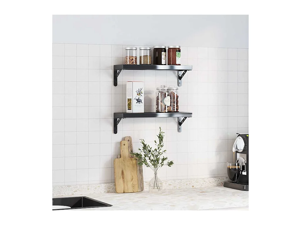 Supports d'étagères 4 pcs 15x2,5x11,5 cm noir acier inoxydable