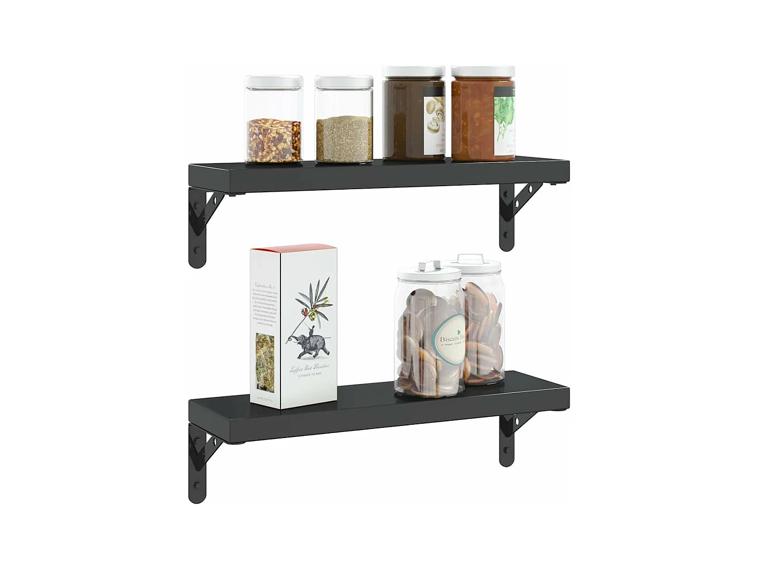 Supports d'étagères 4 pcs 15x2,5x11,5 cm noir acier inoxydable