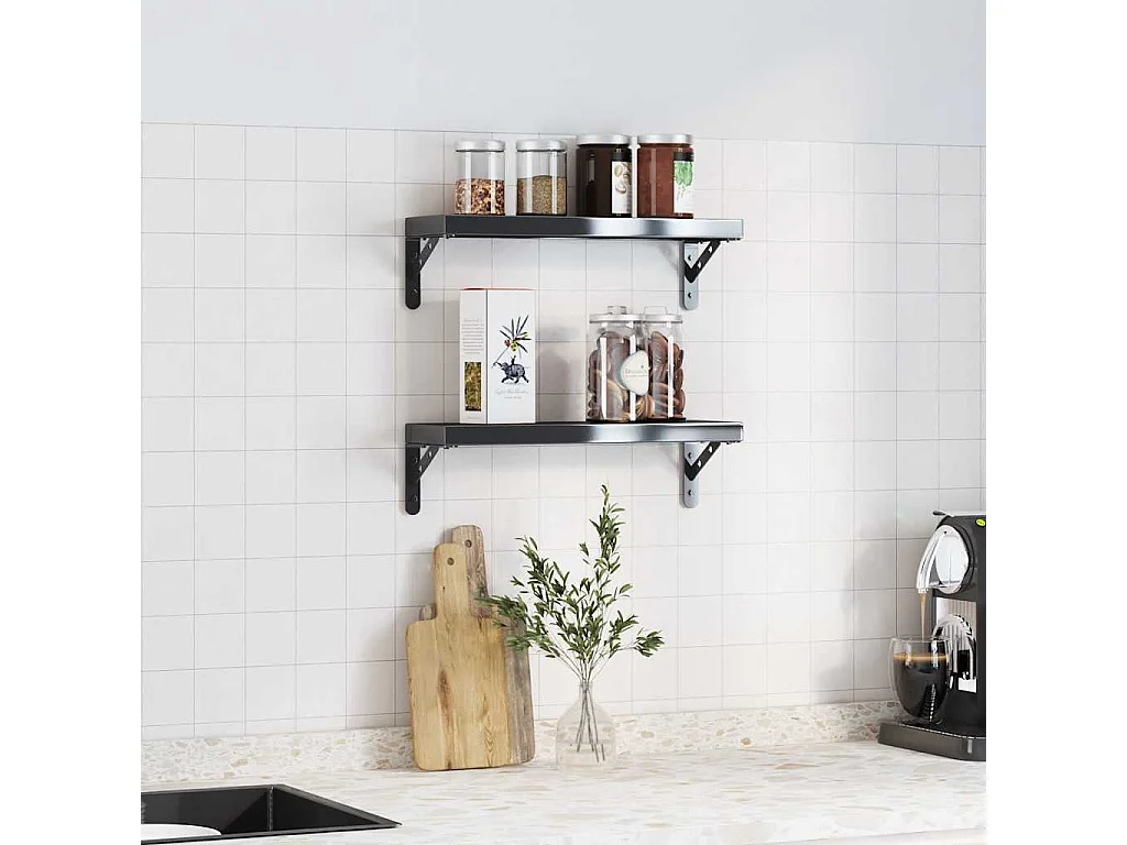 Regalträger 4 Stk. 15x2,5x11,5 cm Schwarz Edelstahl