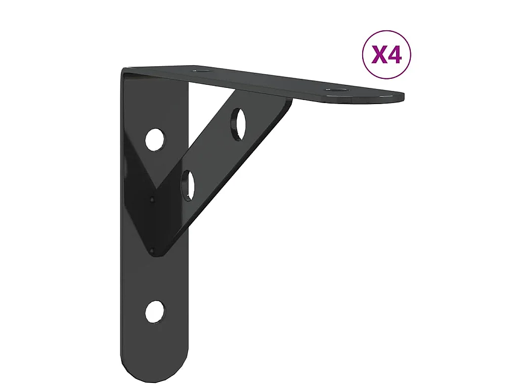 Supports d'étagères 4 pcs 15x2,5x11,5 cm noir acier inoxydable