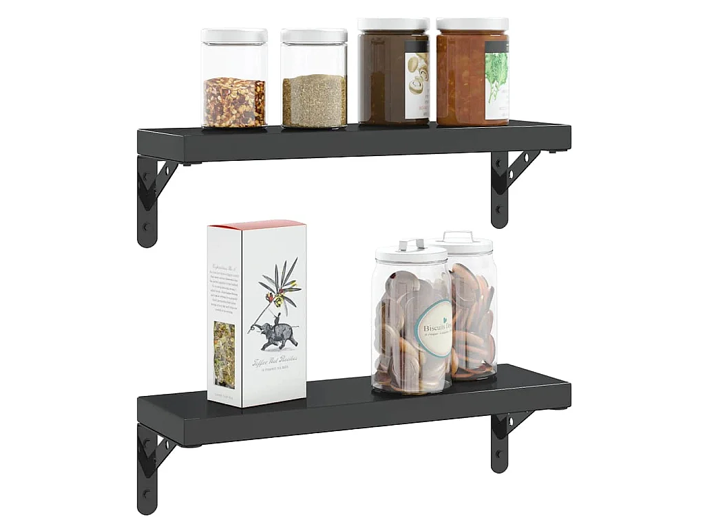 Supports d'étagères 4 pcs 15x2,5x11,5 cm noir acier inoxydable