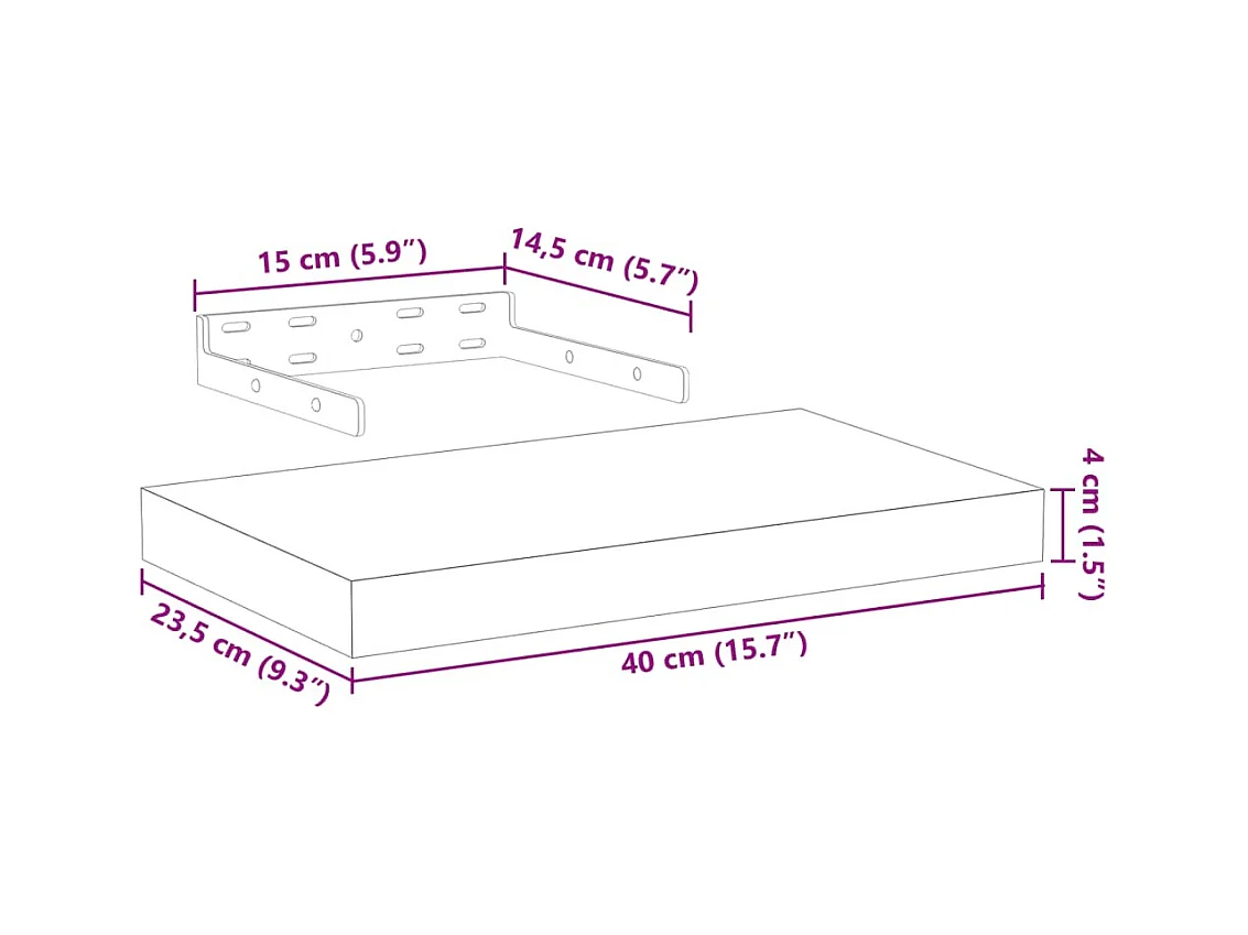 Étagères flottantes 4 pcs 40x23,5x4 cm bois d'ingénierie