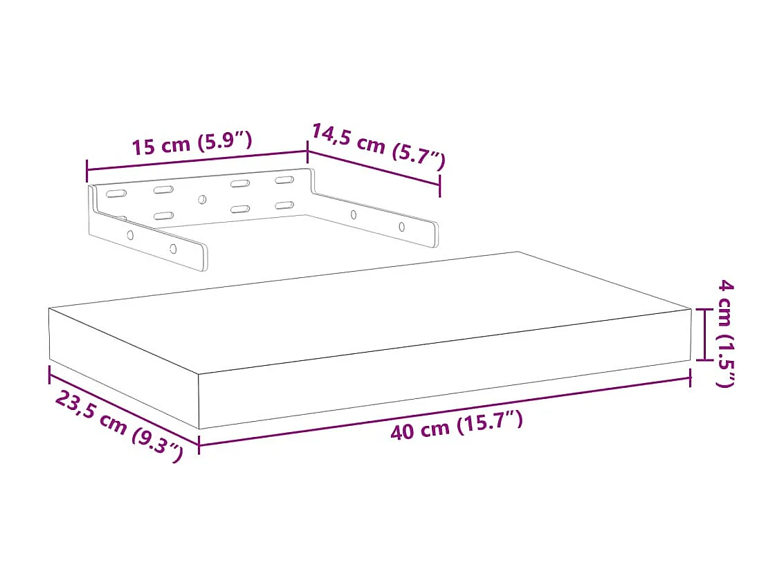 Mensole Pensili 4 pz 40x23,5x4 cm in Truciolato