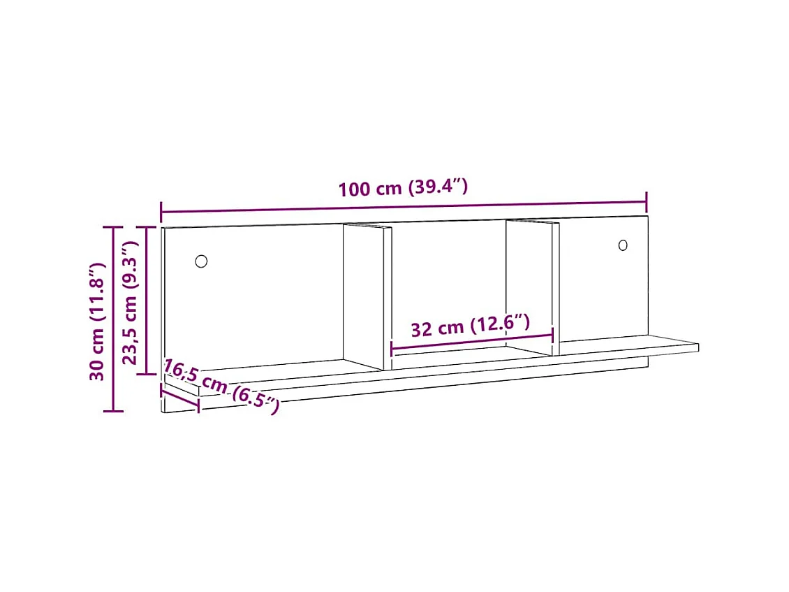 Wandschrank 100x16,5x30 cm Artisan-Eiche Holzwerkstoff