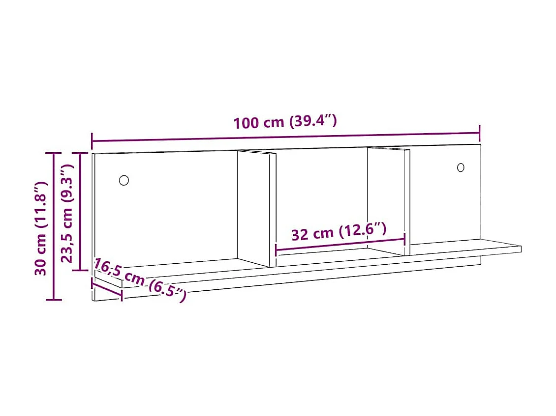 Armoire murale 100x16,5x30 cm chêne artisanal bois d'ingénierie