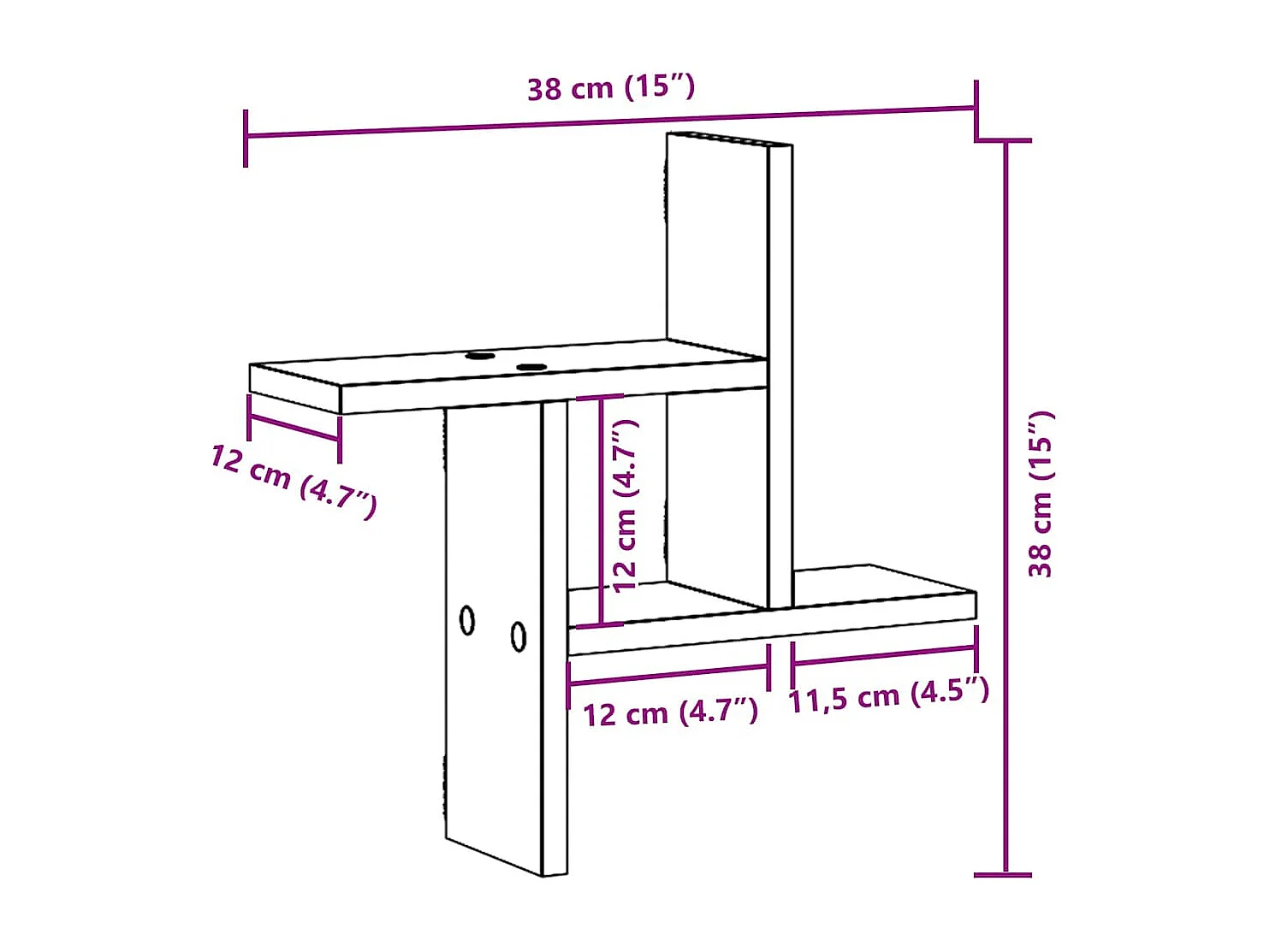 Étagères murales 2 pcs blanc 38x12x38 cm bois d'ingénierie