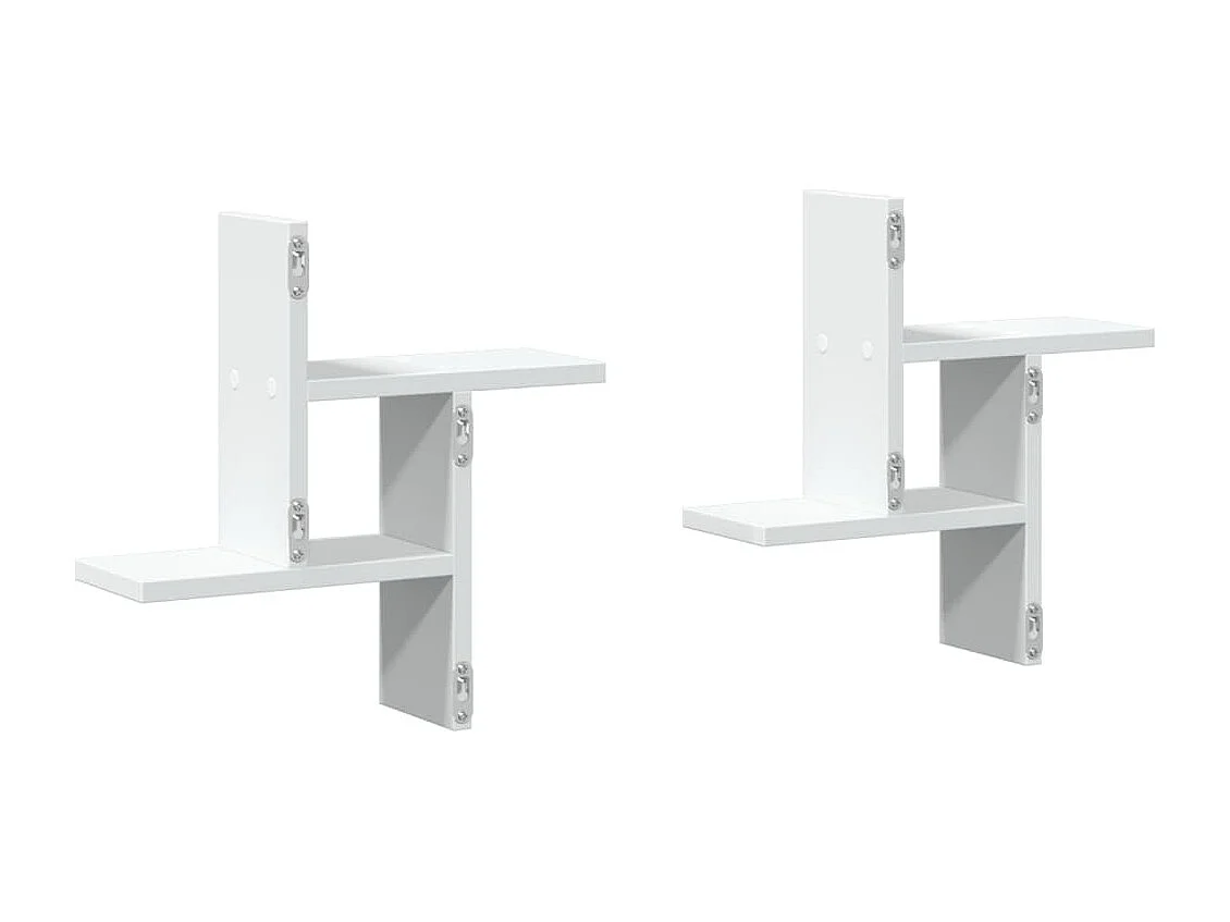Wandschappen 2 st 38x12x38 cm bewerkt hout wit