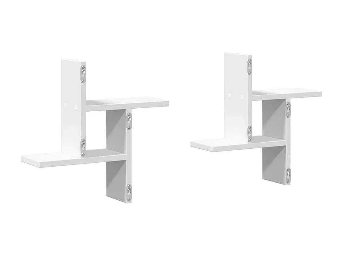 Wandschappen 2 st 38x12x38 cm bewerkt hout wit