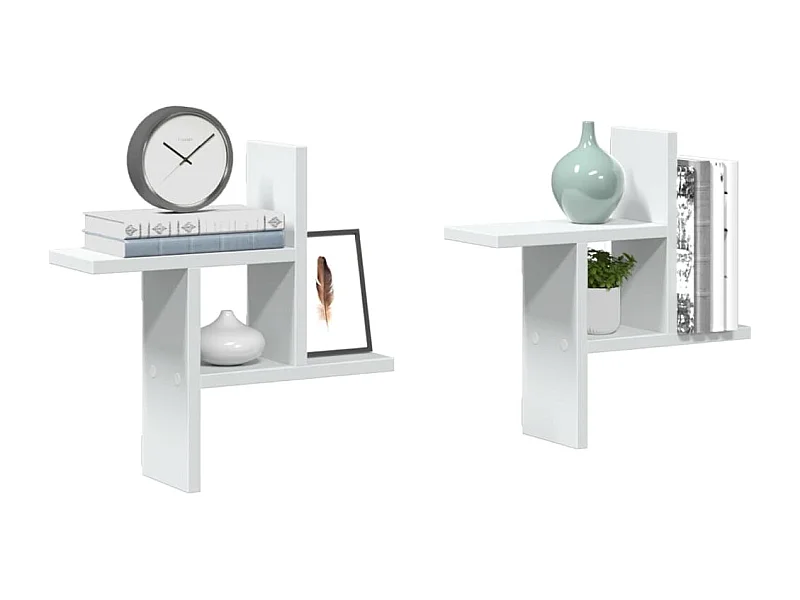 Wandschappen 2 st 38x12x38 cm bewerkt hout wit