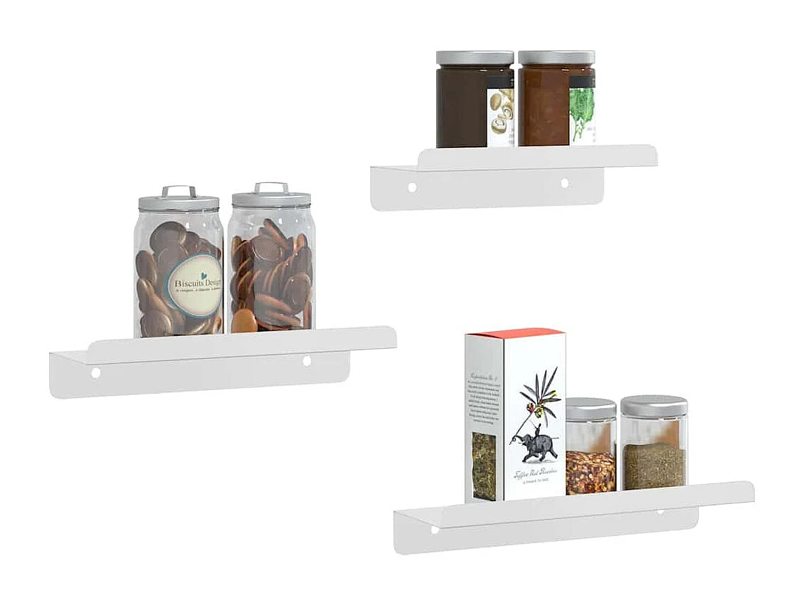 Étagères murales 3 pcs argenté acier inoxydable