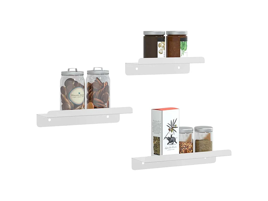 Étagères murales 3 pcs argenté acier inoxydable
