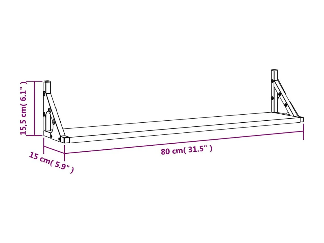 Étagères murales 2 pièces Chêne Sonoma 80x15x15,5 cm Bois d'ingénierie