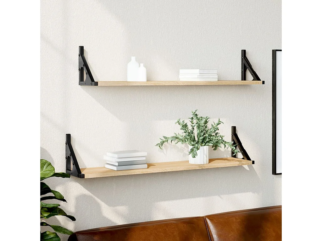 Wandregale 2 Stk. Sonoma-Eiche 80 x 15 x 15,5 cm Holzwerkstoff