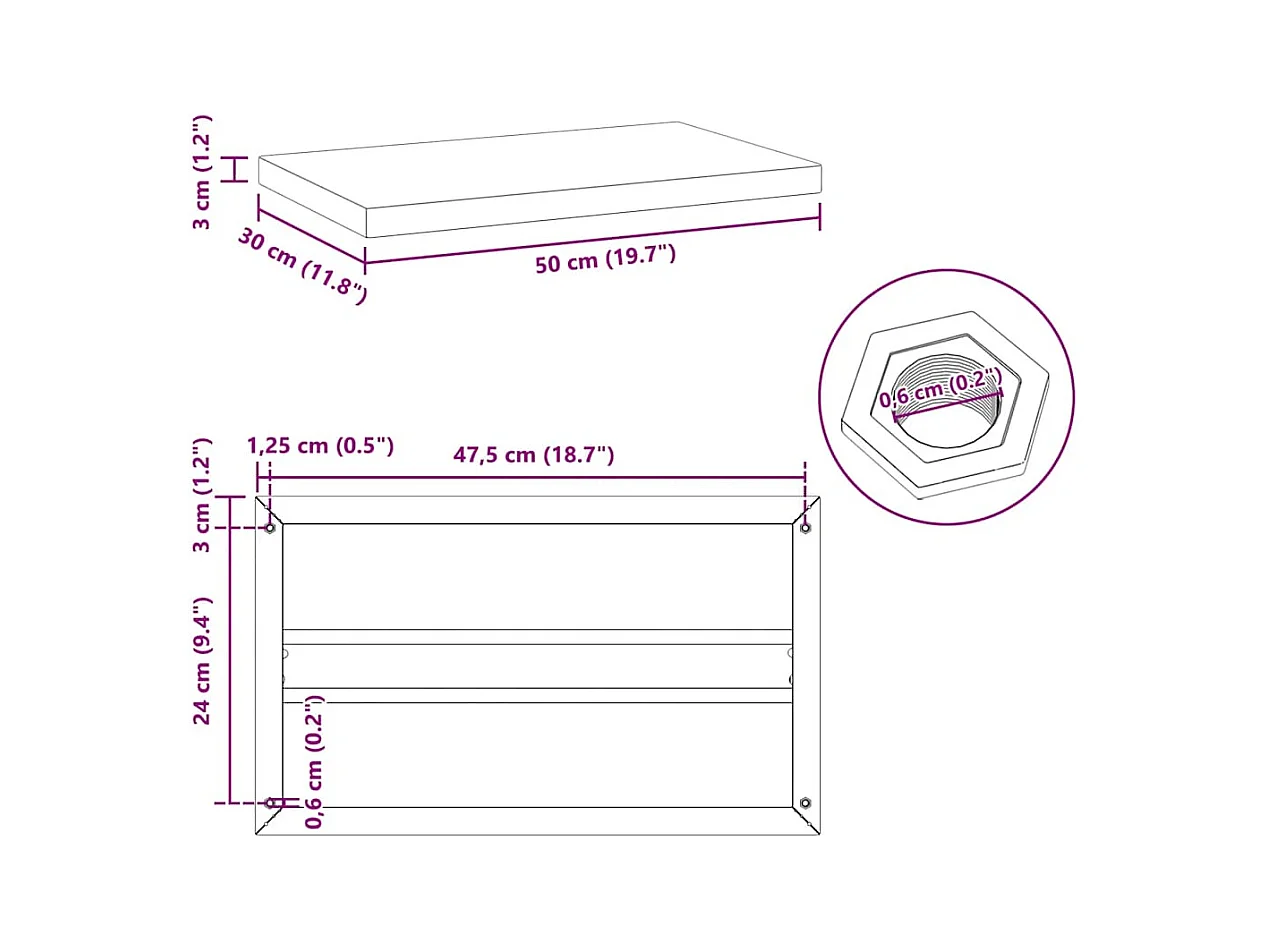 Prateleiras de parede 2 pcs 50x30x3 cm aço inoxidável prateado