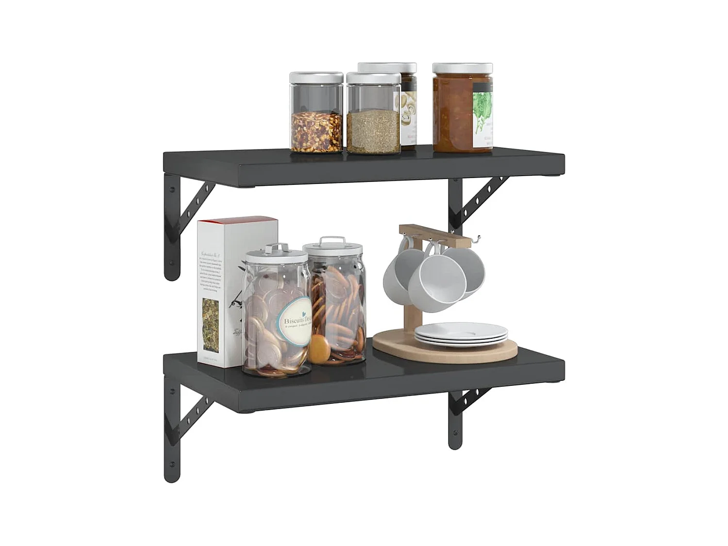 Prateleiras de parede 2 pcs 50x30x3 cm aço inoxidável prateado