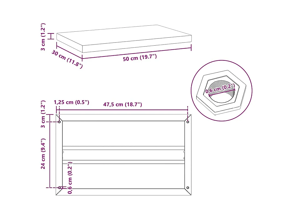 Wandschappen 2 st 50x30 cm roestvrijstaal zwart