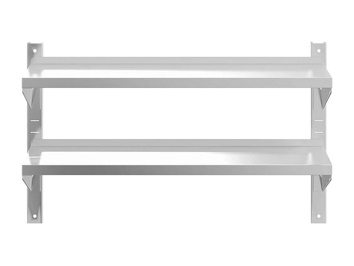 Mensola a Muro 2 Ripiani 100x23,5x60cm Argento in Acciaio Inox