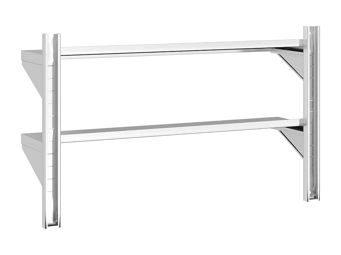 Mensola a Muro 2 Ripiani 100x23,5x60cm Argento in Acciaio Inox