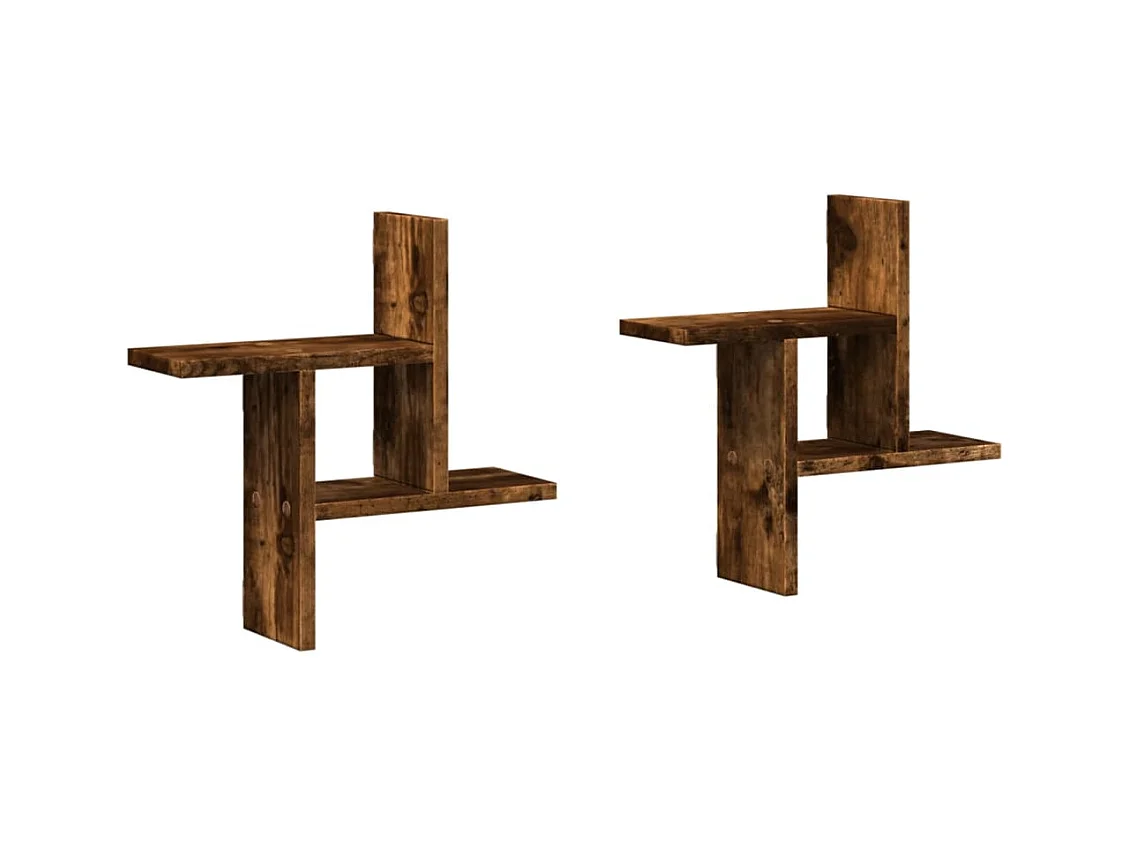Étagères murales 2 pcs chêne fumé 38x12x38 cm bois d'ingénierie