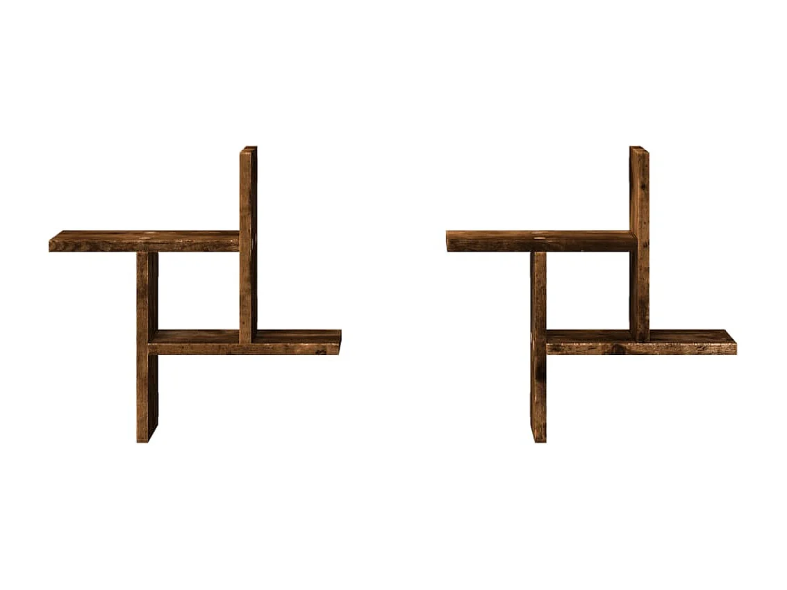 Étagères murales 2 pcs chêne fumé 38x12x38 cm bois d'ingénierie