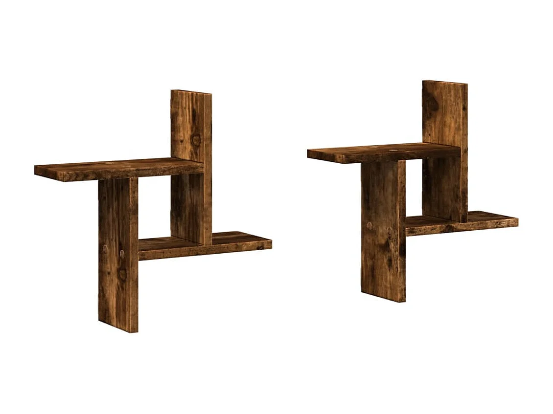 Étagères murales 2 pcs chêne fumé 38x12x38 cm bois d'ingénierie