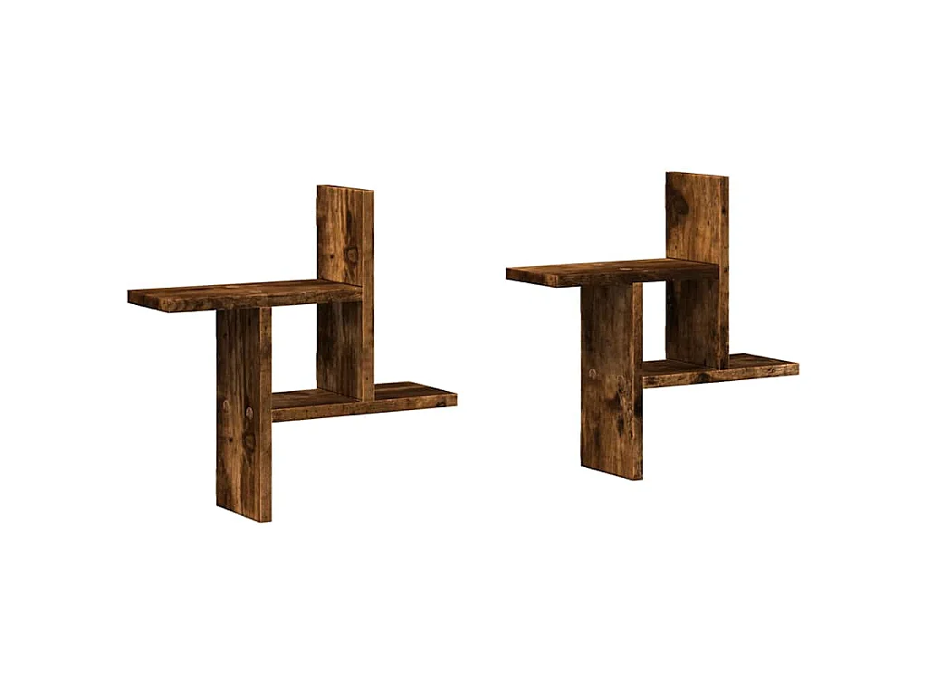 Étagères murales 2 pcs chêne fumé 38x12x38 cm bois d'ingénierie