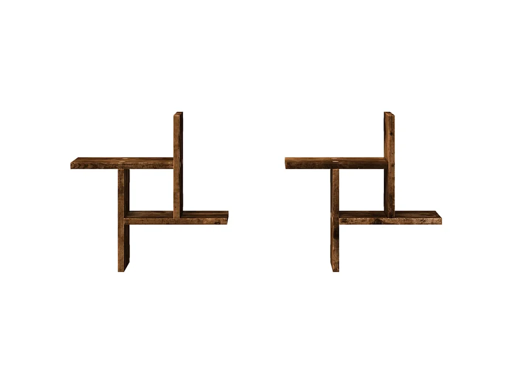 Étagères murales 2 pcs chêne fumé 38x12x38 cm bois d'ingénierie