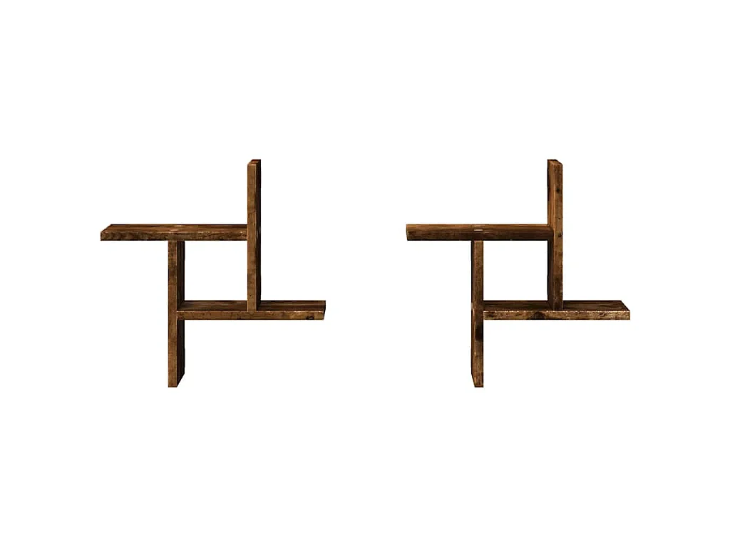 Étagères murales 2 pcs chêne fumé 38x12x38 cm bois d'ingénierie