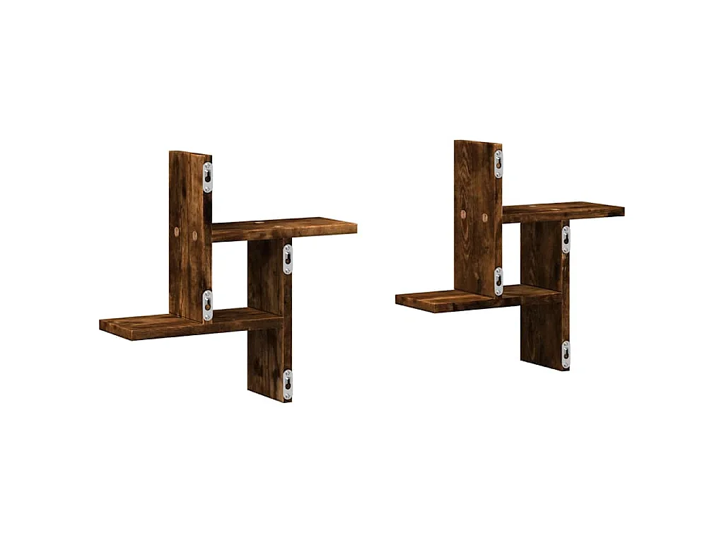 Étagères murales 2 pcs chêne fumé 38x12x38 cm bois d'ingénierie