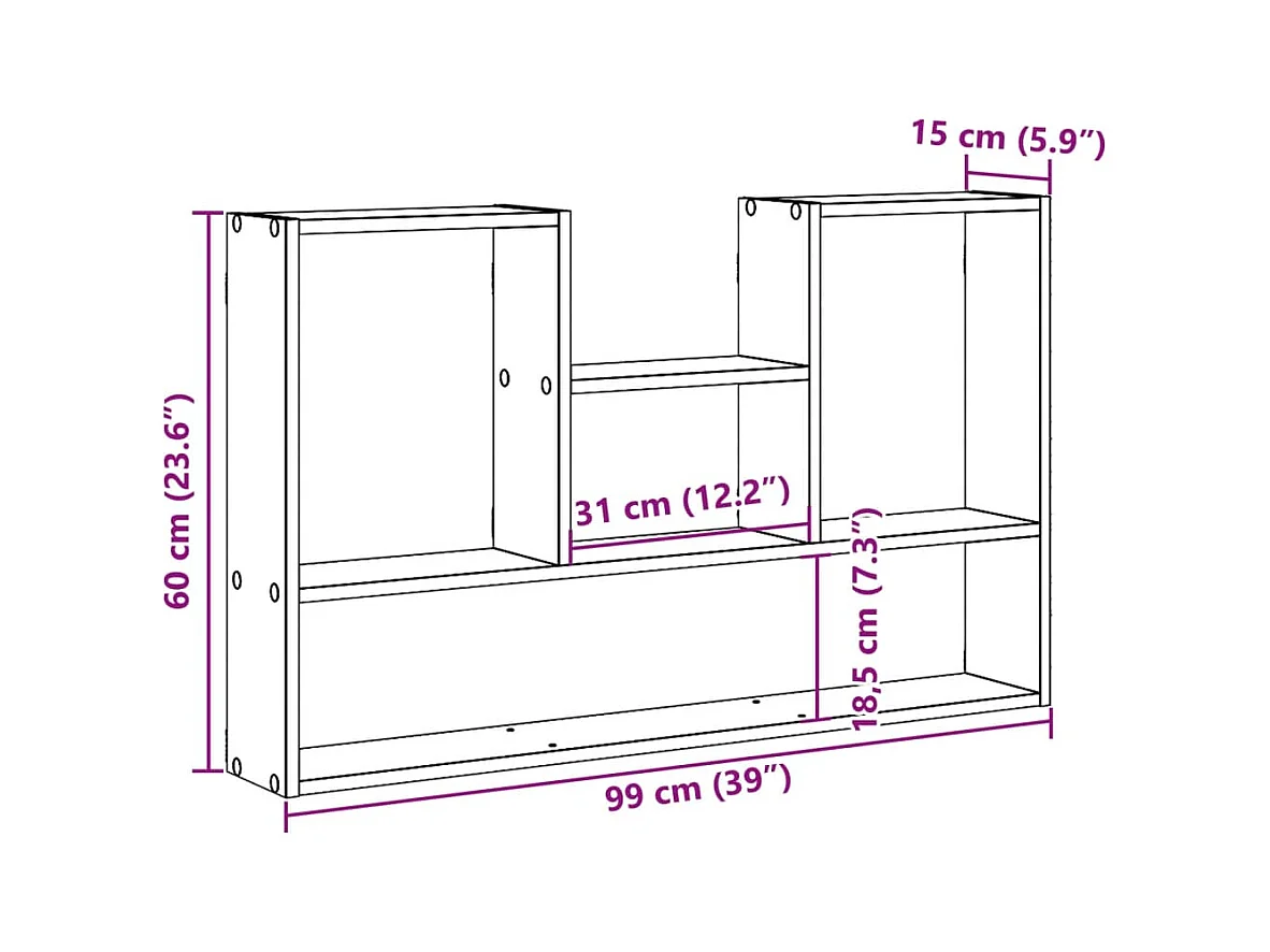 Estantería de pared madera ingeniería envejecida 99x15x60 cm
