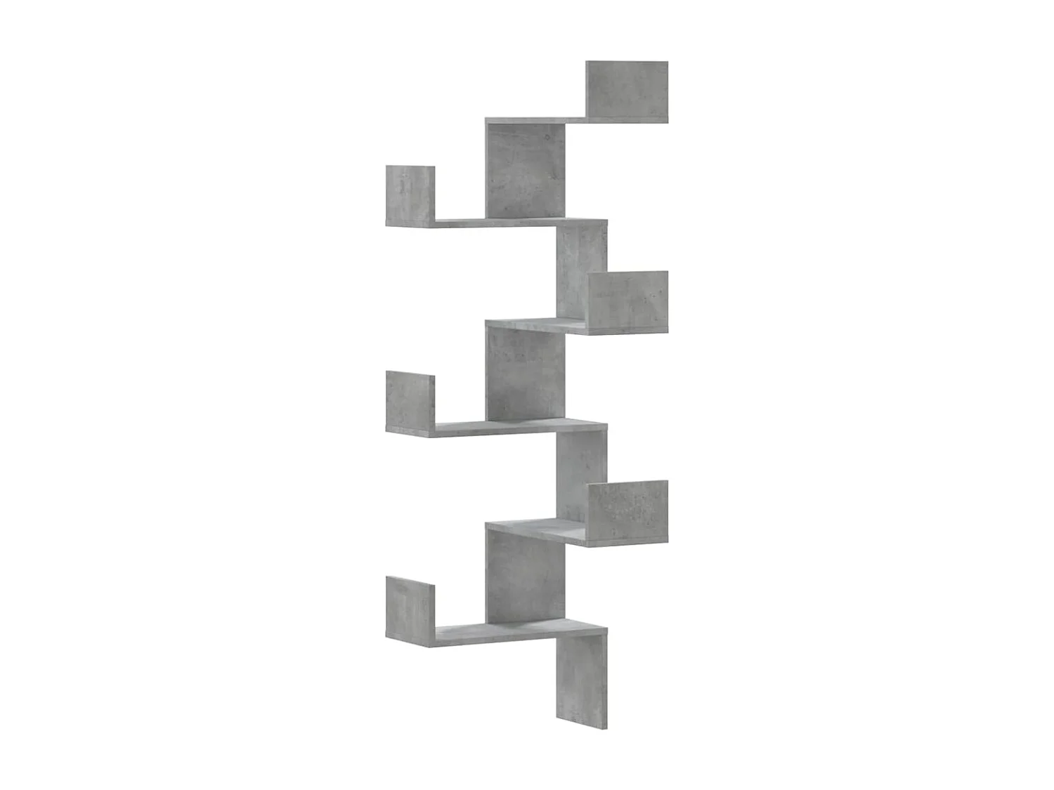 Étagère murale d'angle gris béton 45x45x147cm bois d'ingénierie