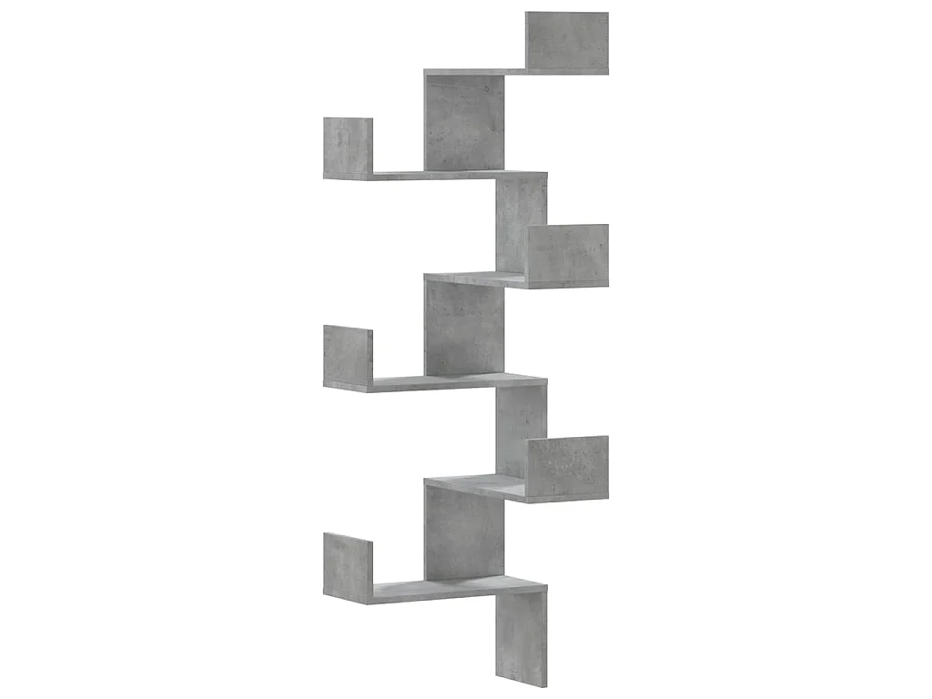 Hoekwandschap 45x45x147 cm bewerkt hout betongrijs