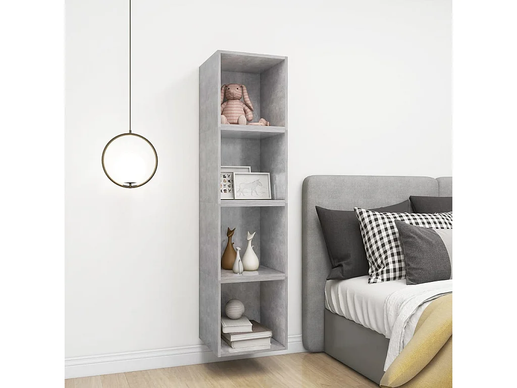 Wandkast 37x37x37 cm bewerkt hout betongrijs