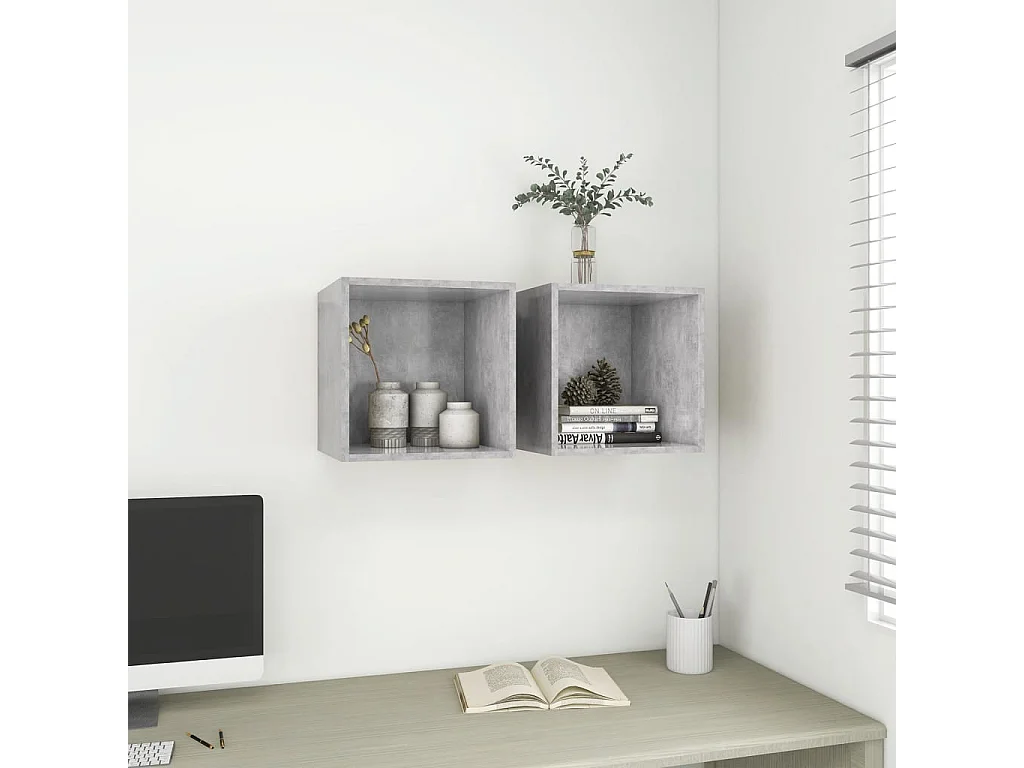 Armoire murale Gris béton 37x37x37 cm Bois d’ingénierie