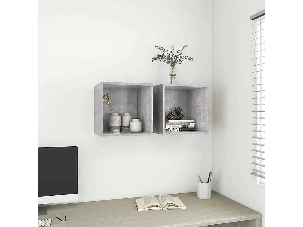 Armoire murale Gris béton 37x37x37 cm Bois d’ingénierie