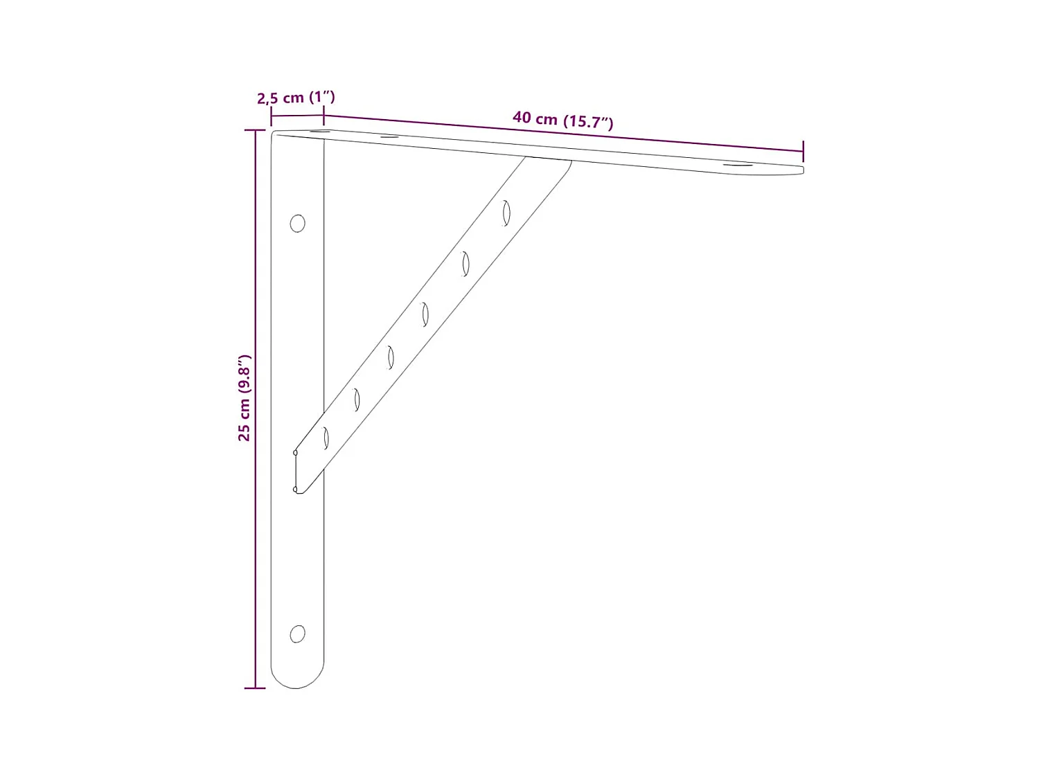 Regalträger 4 Stk. 40x2,5x25 cm Schwarz Edelstahl