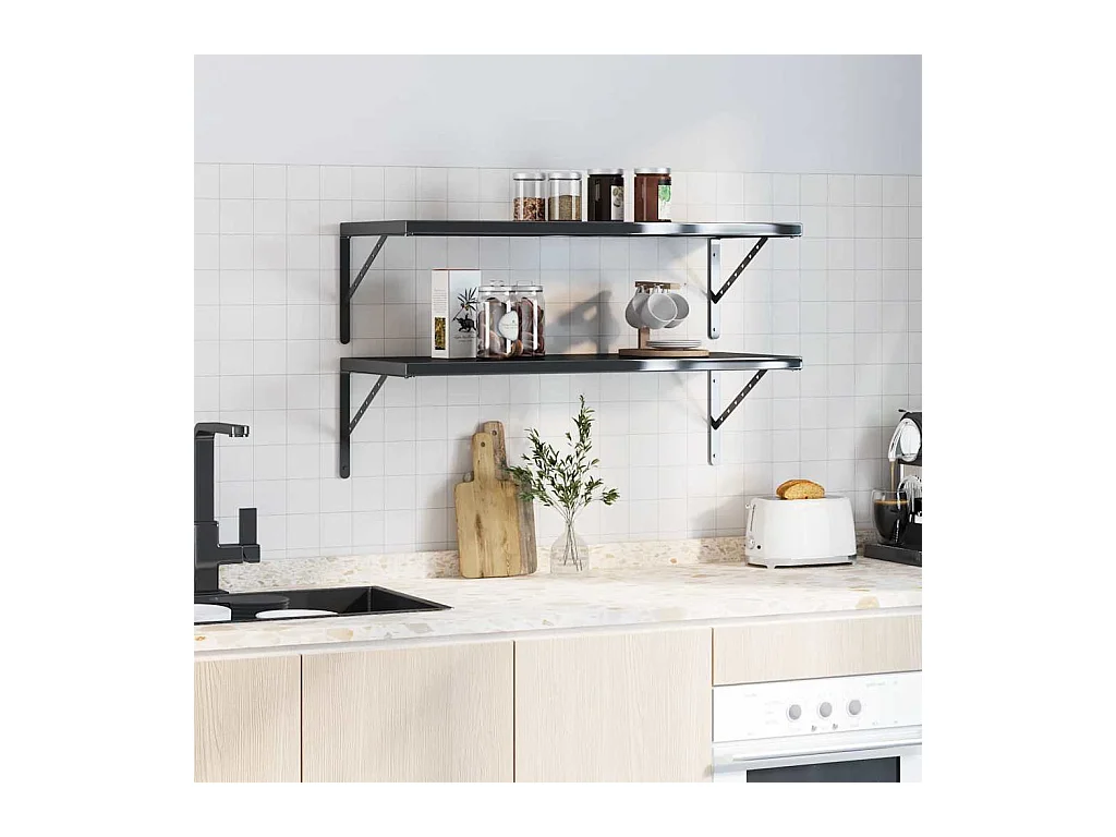 Regalträger 4 Stk. 40x2,5x25 cm Schwarz Edelstahl