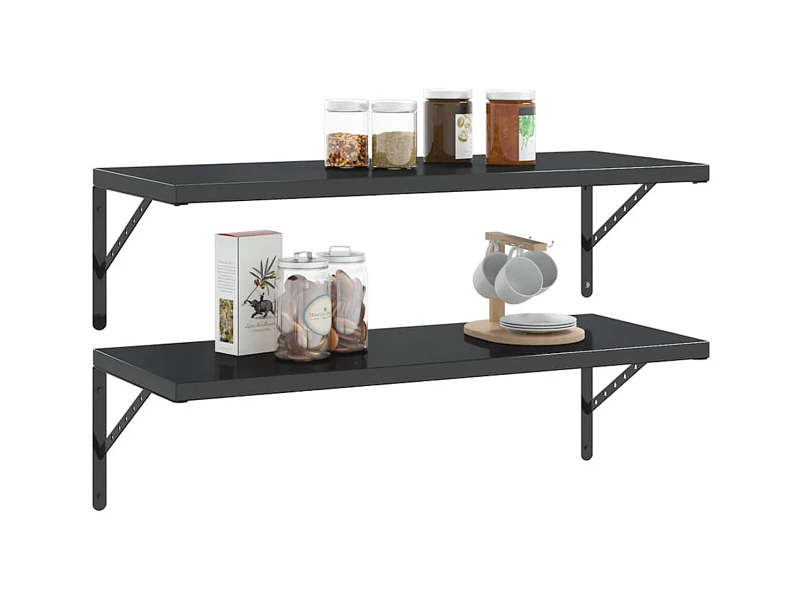 Regalträger 4 Stk. 40x2,5x25 cm Schwarz Edelstahl