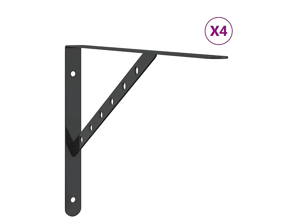 Plankdragers 4 st 40x2,5x25 cm roestvrijstaal zwart