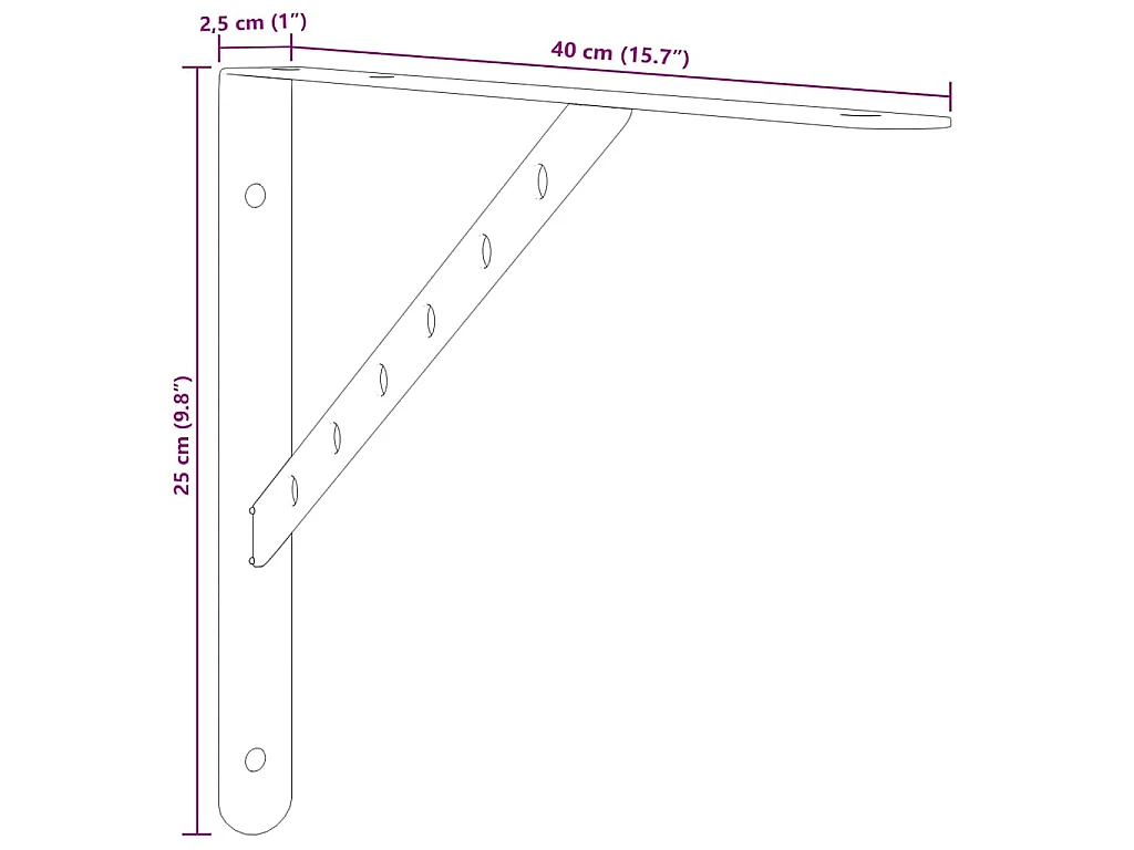 Plankdragers 4 st 40x2,5x25 cm roestvrijstaal zwart